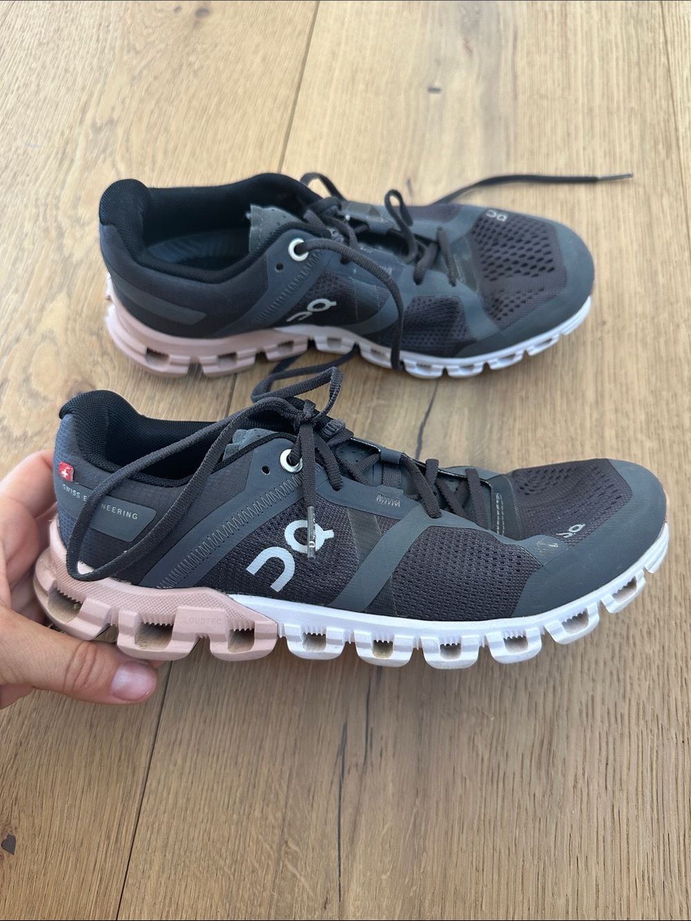 On Running Women's Athletic Trainer in Black and Pink 5